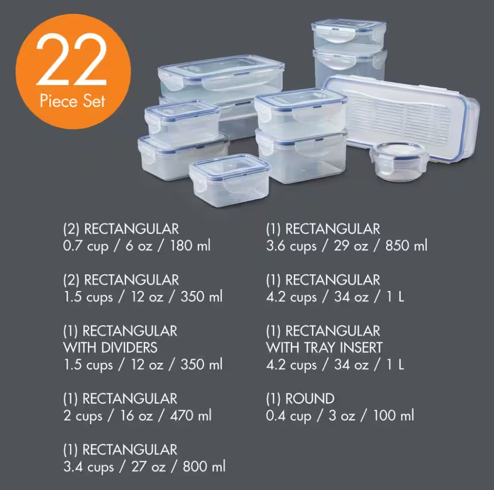 Essential Storage Containers LocknLock Easy Essentials 22-Piece Food Storage Container Set – ShopCGX