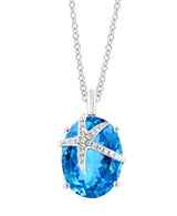Effy 14K White Gold Diamond & Blue Topaz Pendant Necklace