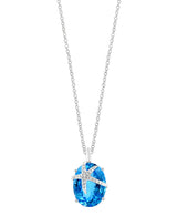Effy 14K White Gold Diamond & Blue Topaz Pendant Necklace