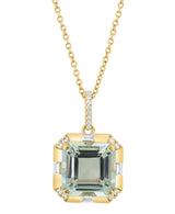 EFFY 14K Yellow Gold Green Amethyst & Diamond Pendant Necklace