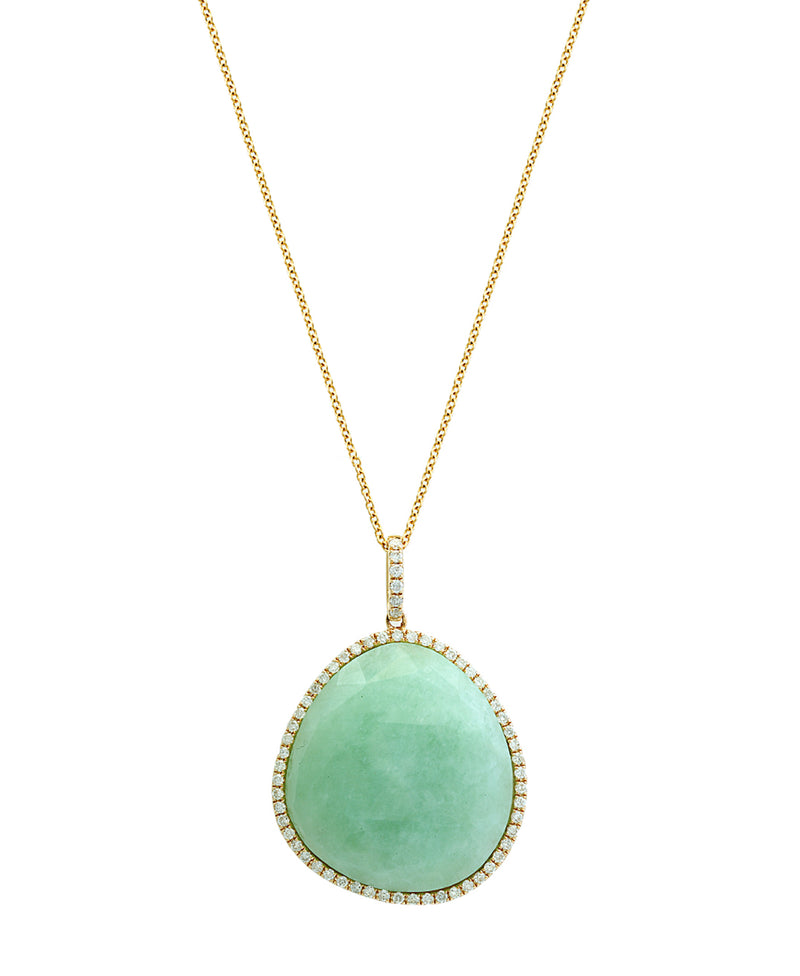 Effy 14K Yellow Gold Diamond & Natural Jade Pendant Necklace