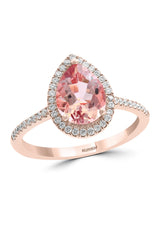 Effy 14K Rose Gold Diamond & Morganite Ring - Size 7