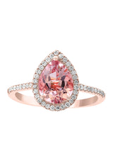 Effy 14K Rose Gold Diamond & Morganite Ring - Size 7