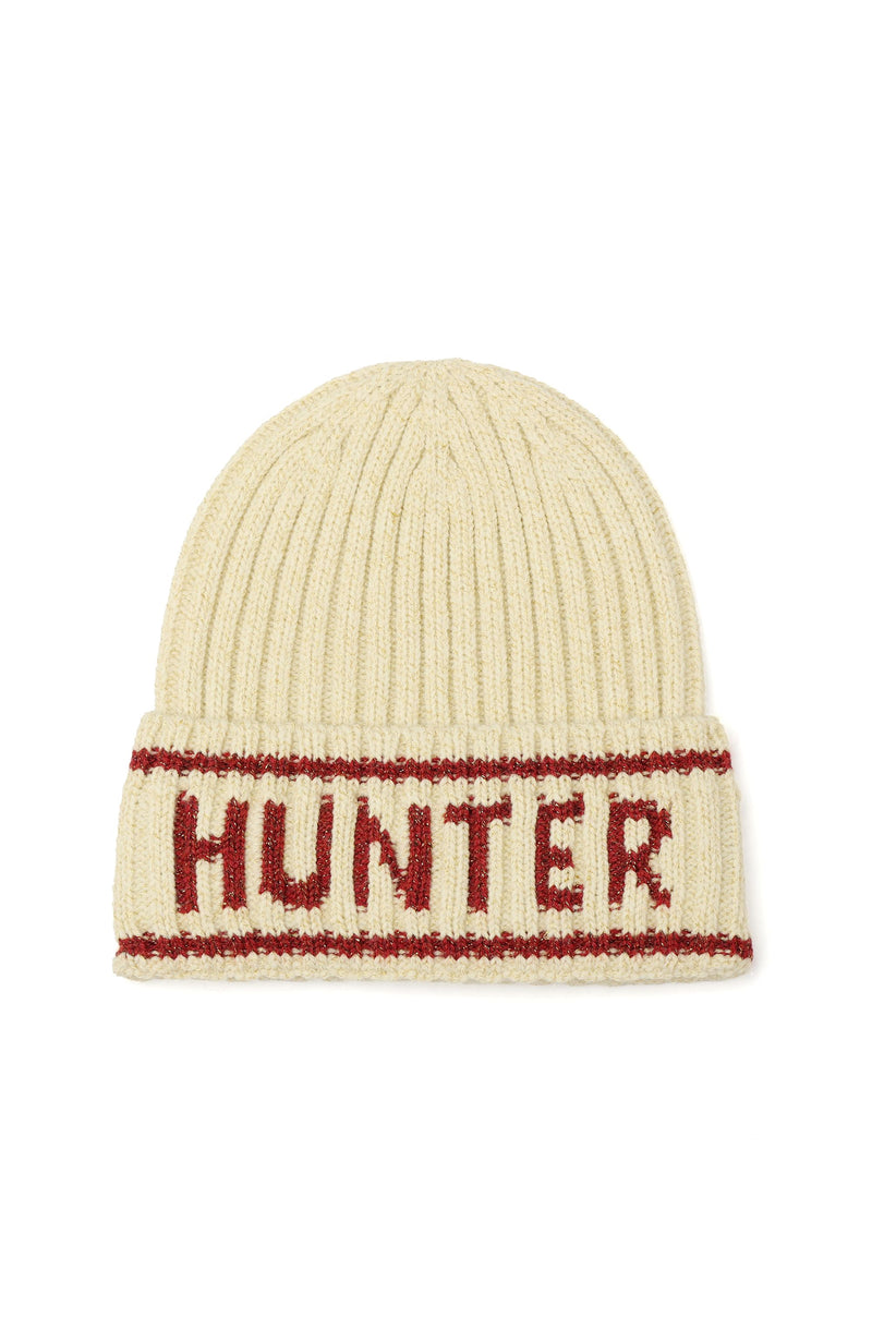 Hunter Metallic Rib Logo Cuff Beanie
