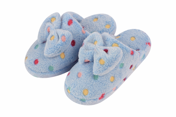 Snoozies Womens Hello Dottie Scuff with Bow Slippers - Size Large