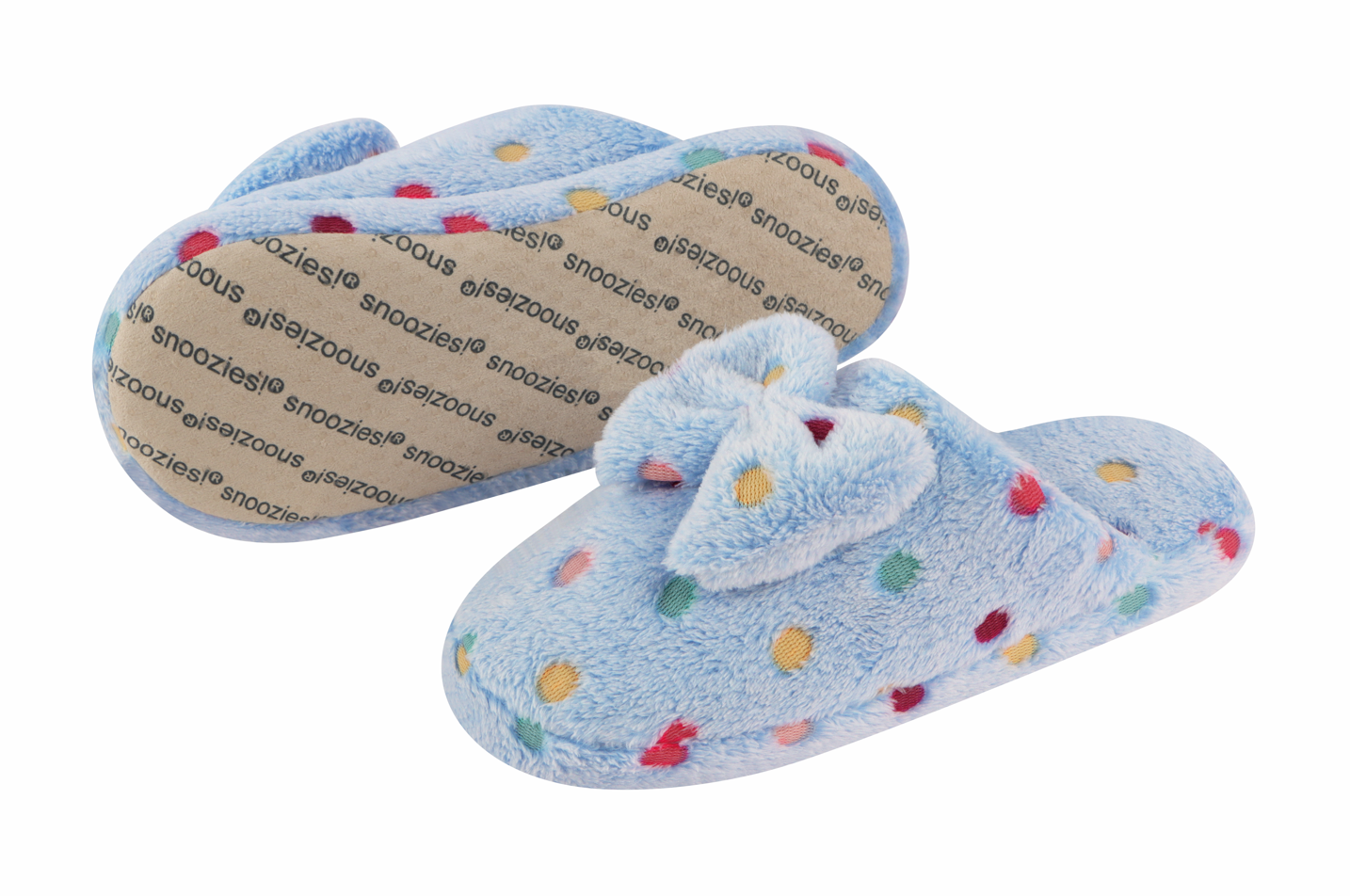 Snoozies Womens Hello Dottie Scuff with Bow Slippers - Size Large