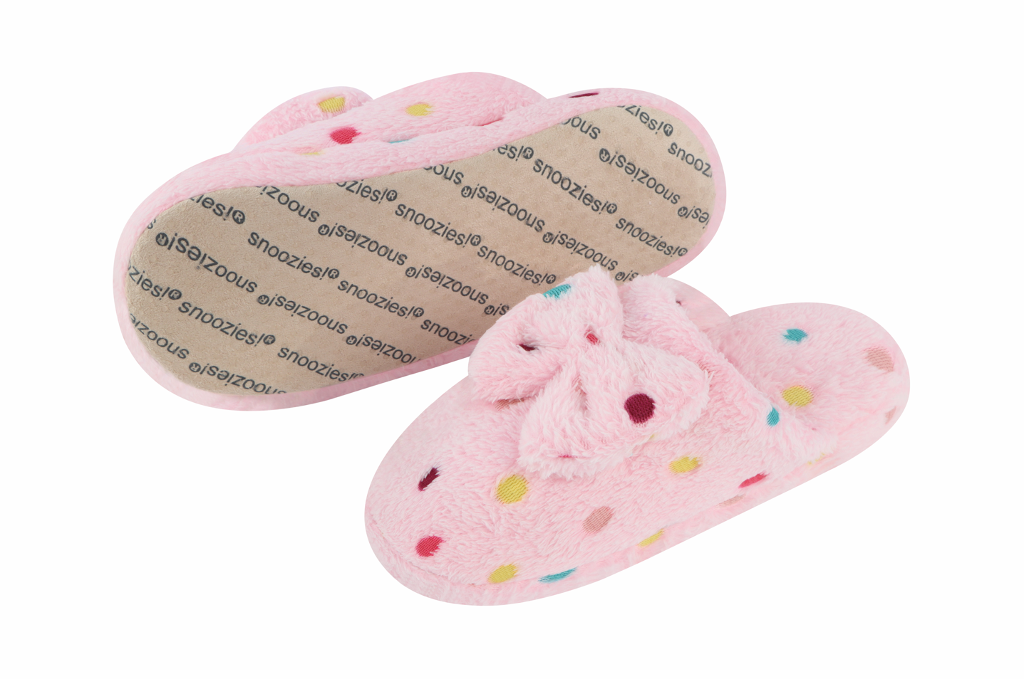 Snoozies Womens Hello Dottie Scuff with Bow Slippers Size Large