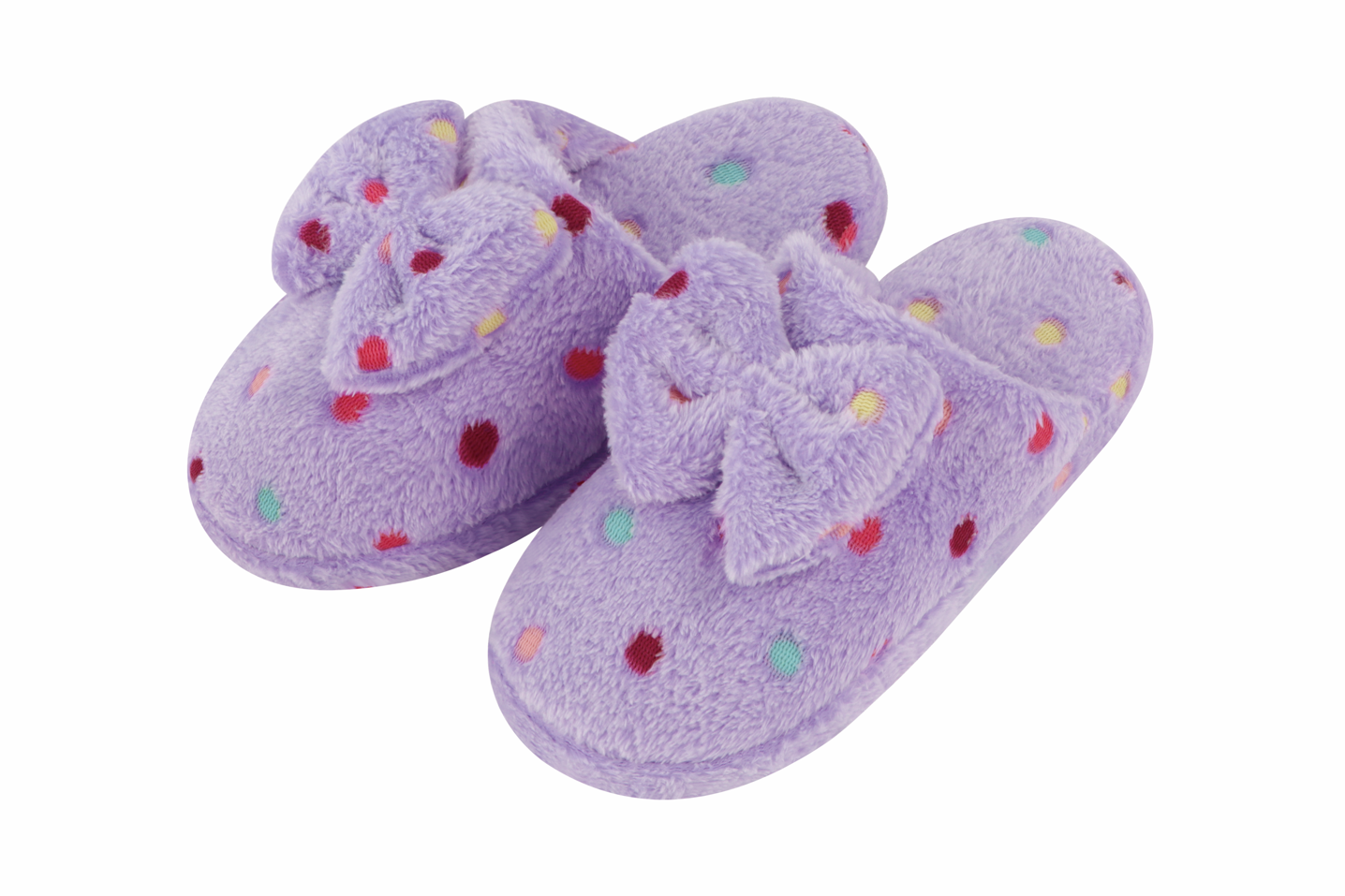 Snoozies Womens Hello Dottie Scuff with Bow Slippers Size Small