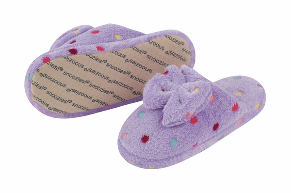 Snoozies Womens Hello Dottie Scuff with Bow Slippers - Size Medium