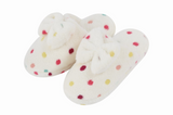 Snoozies Womens Hello Dottie Scuff with Bow Slippers - Size Small