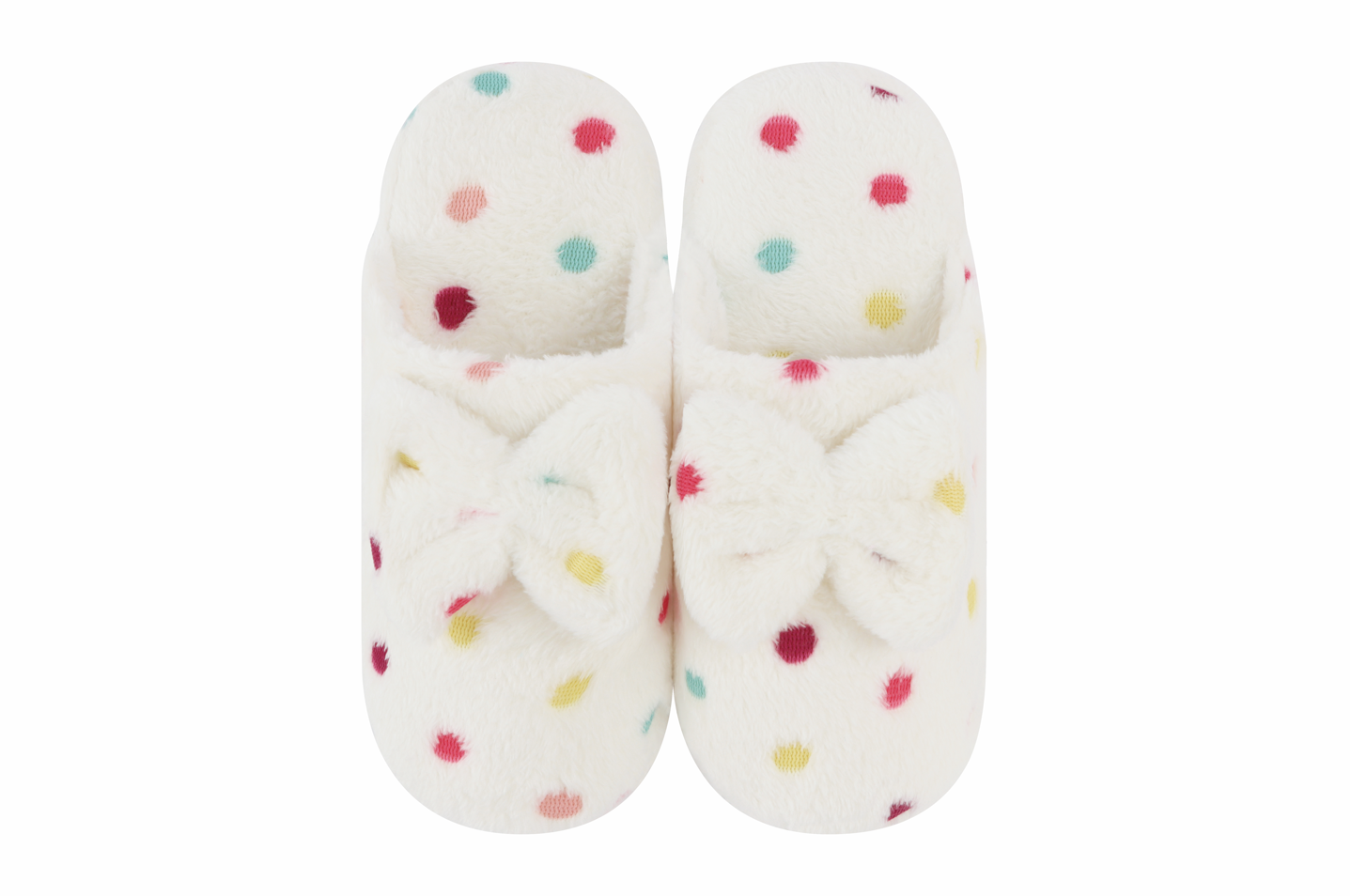 Snoozies Womens Hello Dottie Scuff with Bow Slippers - Size Medium