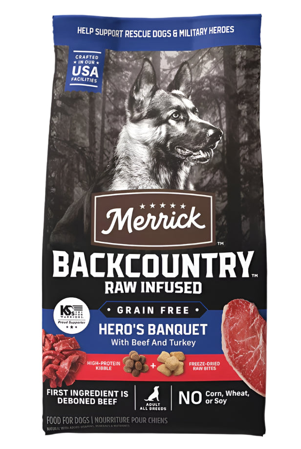 Merrick Backcountry Raw Infused Hero's Banquet Recipe Grain Free Dry Dog Food- 20lbs.