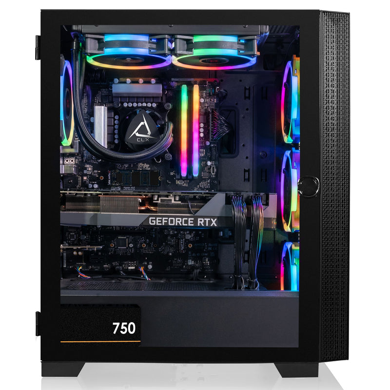 CLX SET Gaming Desktop - Liquid Cooled Intel Core i7 12700KF 3.6GHz 12-Core Processor, 32GB DDR4 Memory, GeForce RTX 3070 Ti 8GB GDDR6X Graphics, 500GB M.2 NVMe SSD, 4TB HDD, WiFi, White CLX Edition Sakara ATX Mid-Tower 6 RGB Fans, Windows 11 Home 64-bit