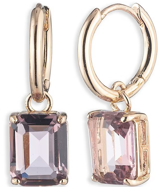 Lauren Ralph Lauren Gold Tone Pink Huggie Hoop Earrings