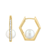 EFFY 14K Yellow Gold Diamond & Freshwater Pearl Earrings