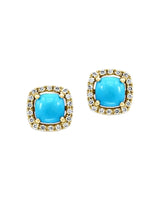 Effy 14K Yellow Gold Diamond & Turquoise Earrings