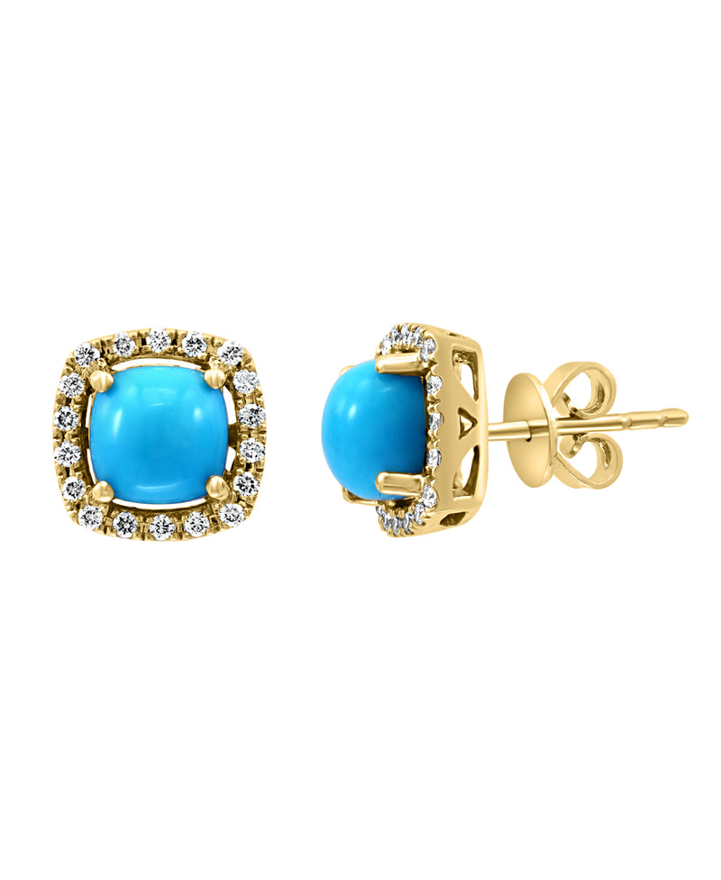 Effy 14K Yellow Gold Diamond & Turquoise Earrings