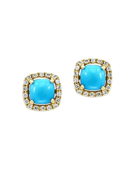 Effy 14K Yellow Gold Diamond & Turquoise Earrings