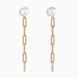 Effy 14K Yellow Gold Cultured Fresh Water Pearl Paperclip Chain Earrings