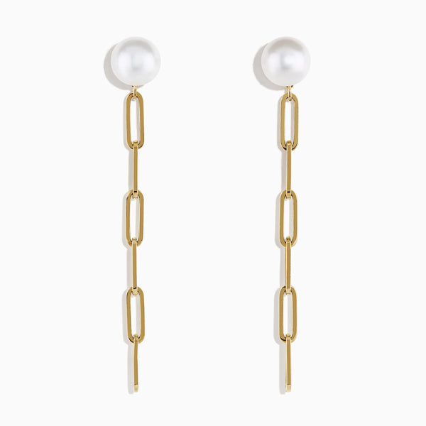 Effy 14K Yellow Gold Cultured Fresh Water Pearl Paperclip Chain Earrings