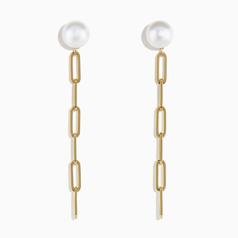 Effy 14K Yellow Gold Cultured Fresh Water Pearl Paperclip Chain Earrings