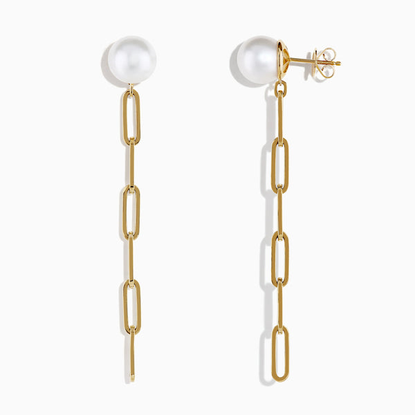 Effy 14K Yellow Gold Cultured Fresh Water Pearl Paperclip Chain Earrings