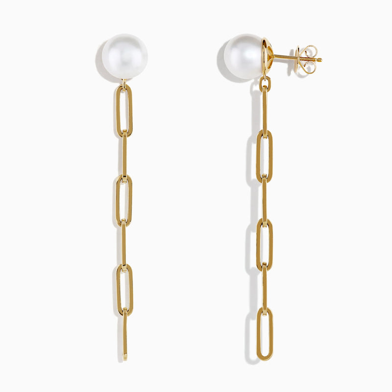 Effy 14K Yellow Gold Cultured Fresh Water Pearl Paperclip Chain Earrings