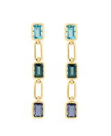 EFFY 14K Yellow Gold Blue Topaz, London Blue Topaz, & Iolite Drop Earrings