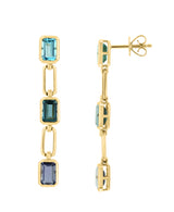 EFFY 14K Yellow Gold Blue Topaz, London Blue Topaz, & Iolite Drop Earrings