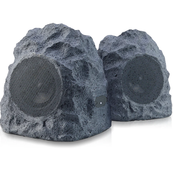 iHome IHRK-400-PR Bluetooth Outdoor Wireless Waterproof Garden Pool Rock Speakers Slate Pair