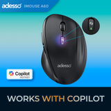 Adesso iMouse A60 Bluetooth 2.4Ghz RF Wireless Ergonomic Mouse with Copilot AI Button