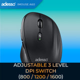 Adesso iMouse A60 Bluetooth 2.4Ghz RF Wireless Ergonomic Mouse with Copilot AI Button