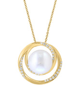 EFFY 14K Fresh Water Pearl & Diamond Pendant Necklace