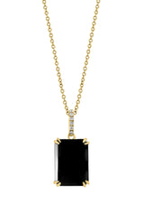 Effy 14K Yellow Gold Diamond Onyx Pendant Necklace