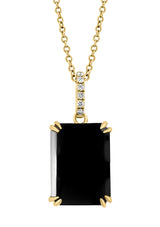 Effy 14K Yellow Gold Diamond Onyx Pendant Necklace