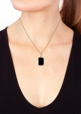 Effy 14K Yellow Gold Diamond Onyx Pendant Necklace