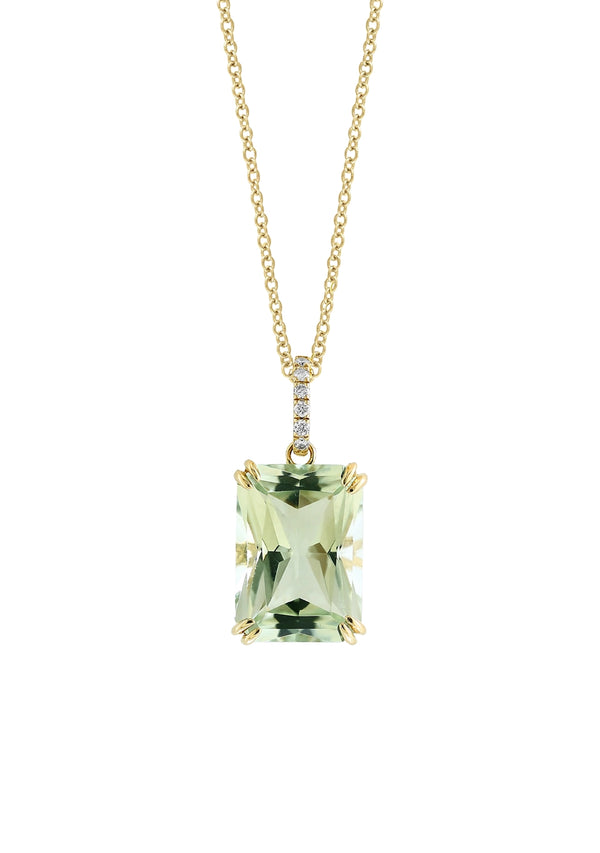 Effy 14K Yellow Gold Diamond & Green Amethyst Pendant Necklace
