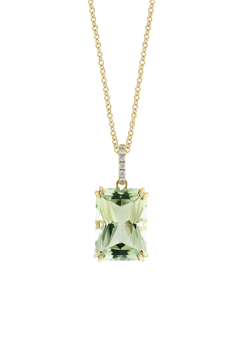 Effy 14K Yellow Gold Diamond & Green Amethyst Pendant Necklace