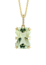 Effy 14K Yellow Gold Diamond & Green Amethyst Pendant Necklace