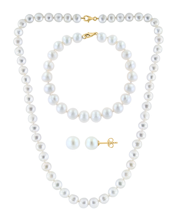 Effy 14K Yellow Gold Freshwater Pearl 3-Piece Set
