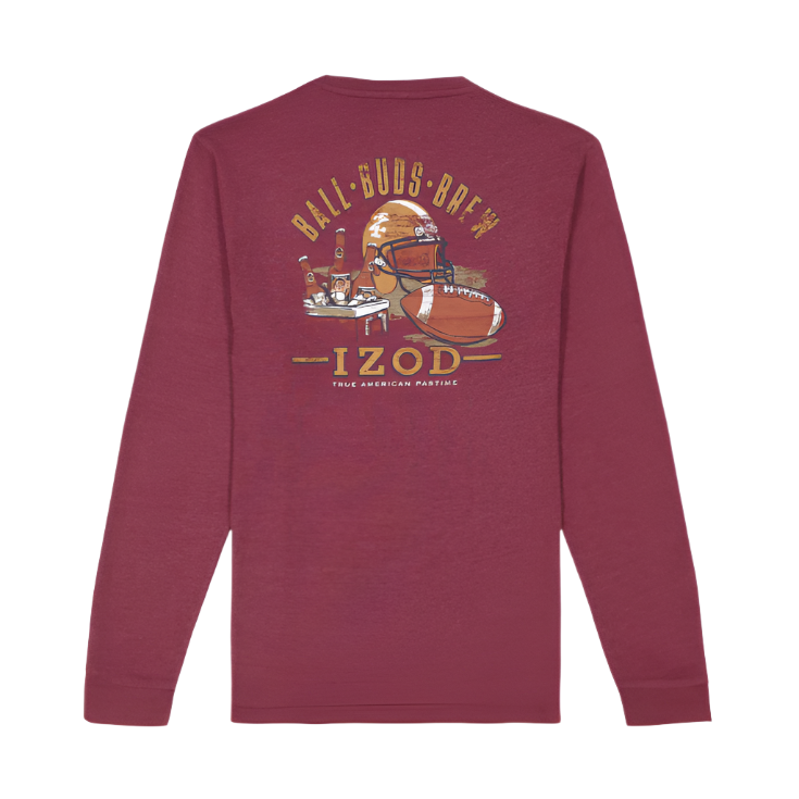 IZOD Mens Buds Ball Crew Neck Long Sleeve T-Shirt