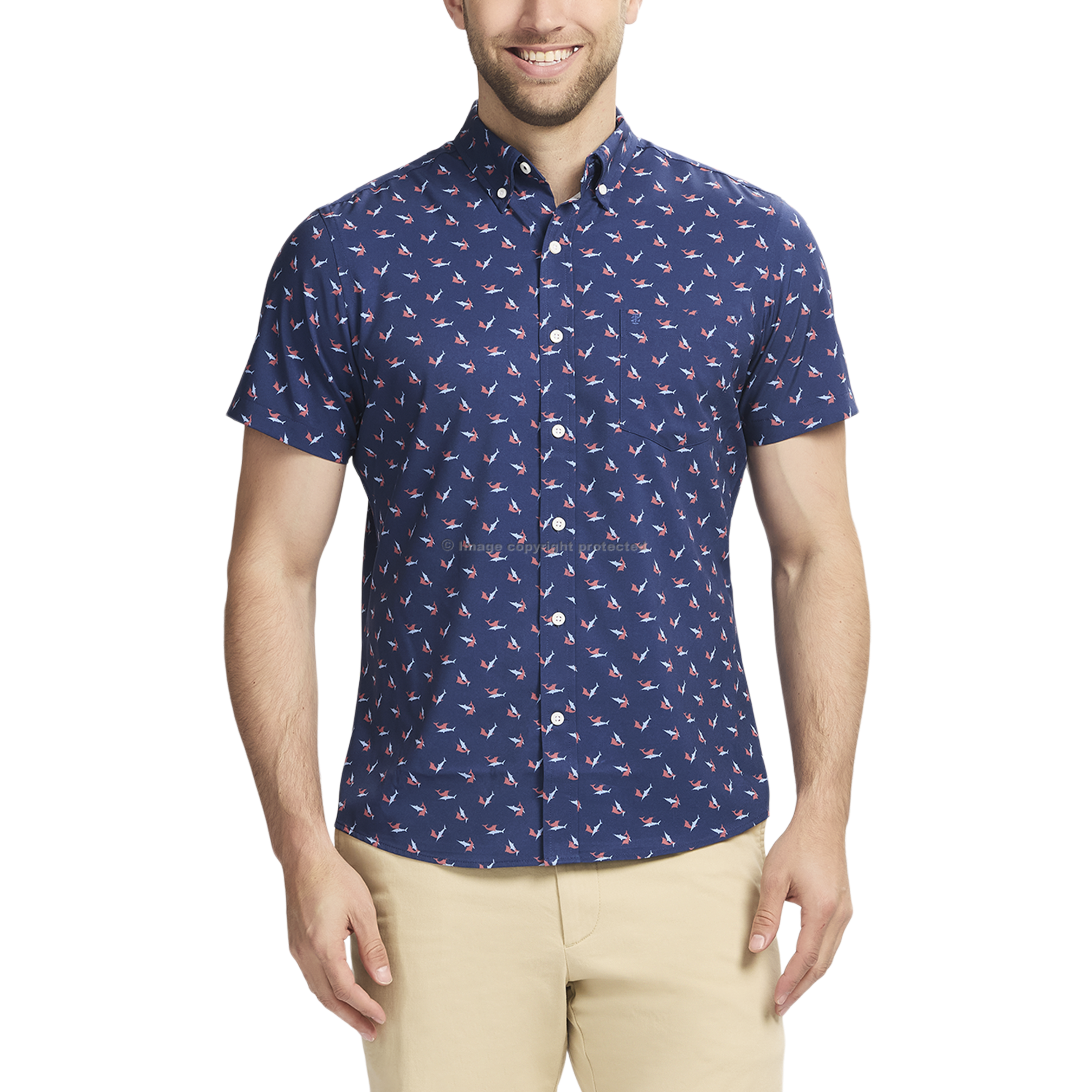 IZOD Mens Short Sleeve Button-Down Shirt