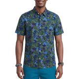 IZOD Mens Dockside Chambray Printed Short Sleeve Shirt