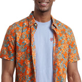 IZOD Mens Dockside Chambray Printed Short Sleeve Shirt