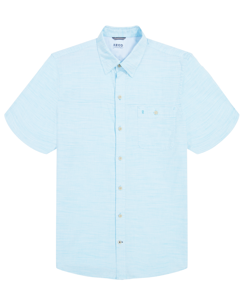 IZOD Mens Dockside Chambray Short Sleeve Button Down Shirt