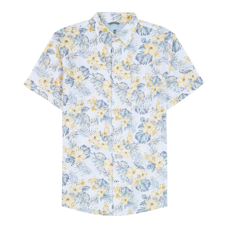 IZOD Mens Dockside Chambray Printed Short Sleeve Shirt