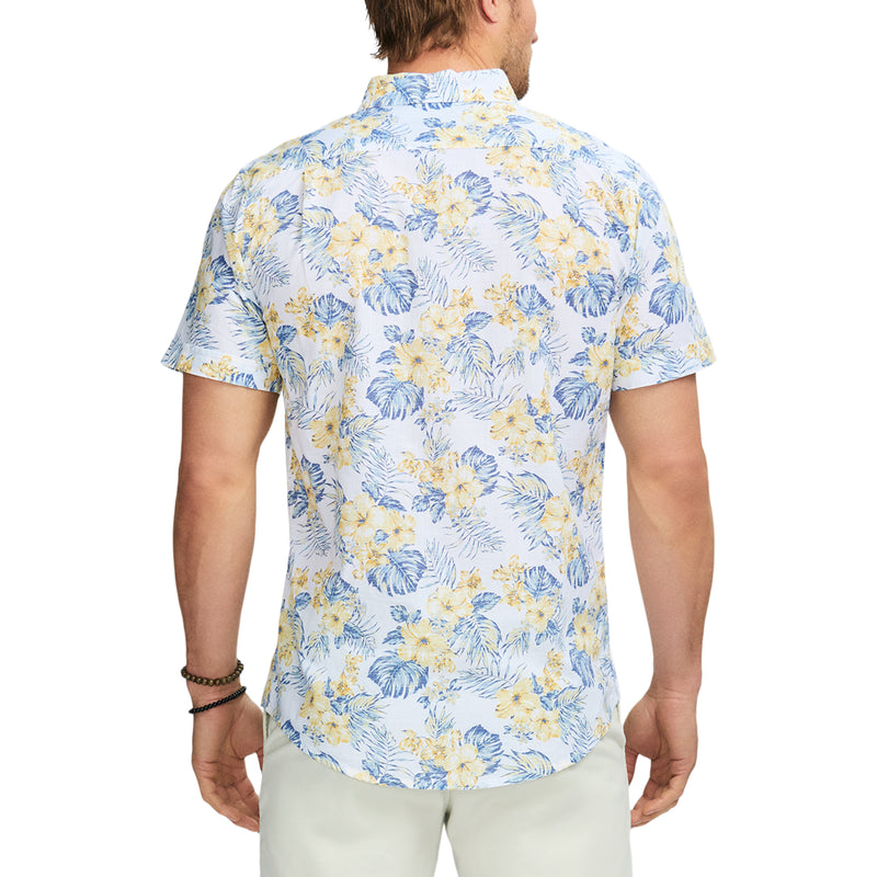 IZOD Mens Dockside Chambray Printed Short Sleeve Shirt