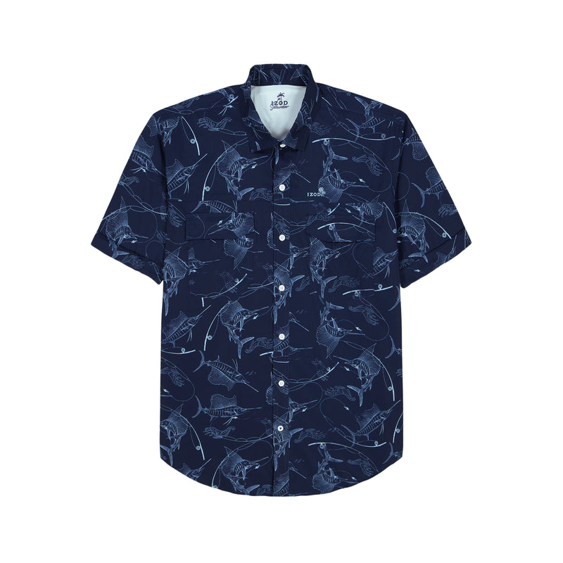 IZOD Mens Sunshield Short Sleeve Button Down Shirt