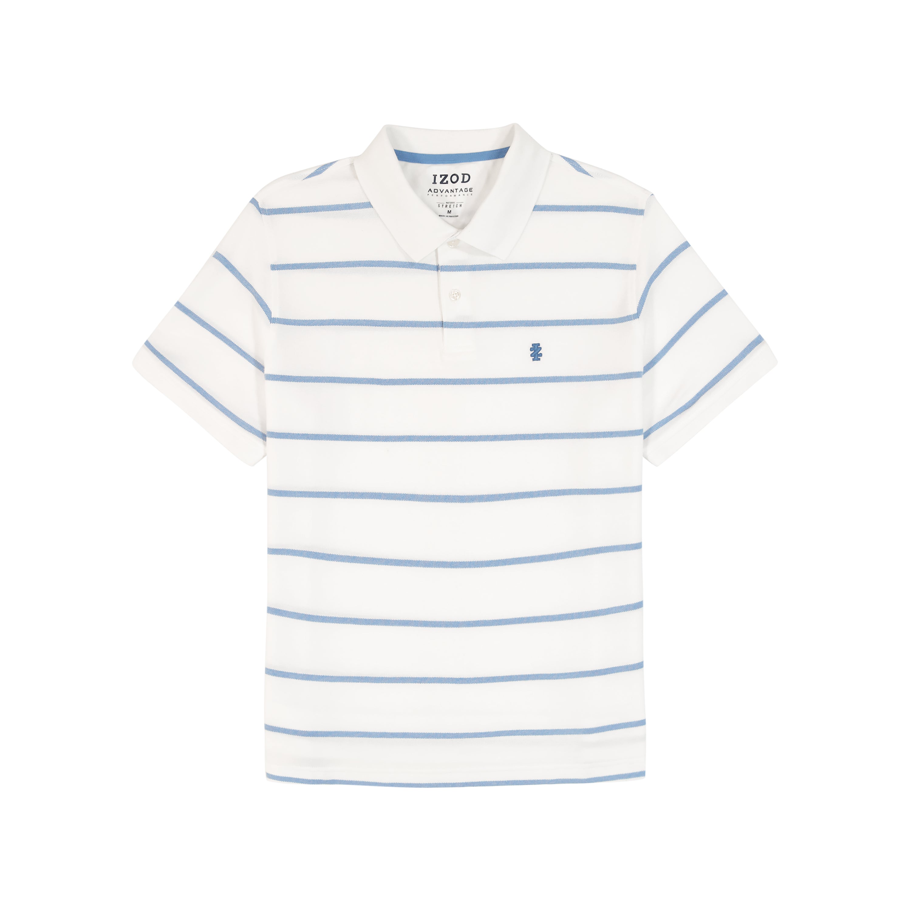IZOD Mens Advantage Performance Rugby Striped Short Sleeve Polo Shirt