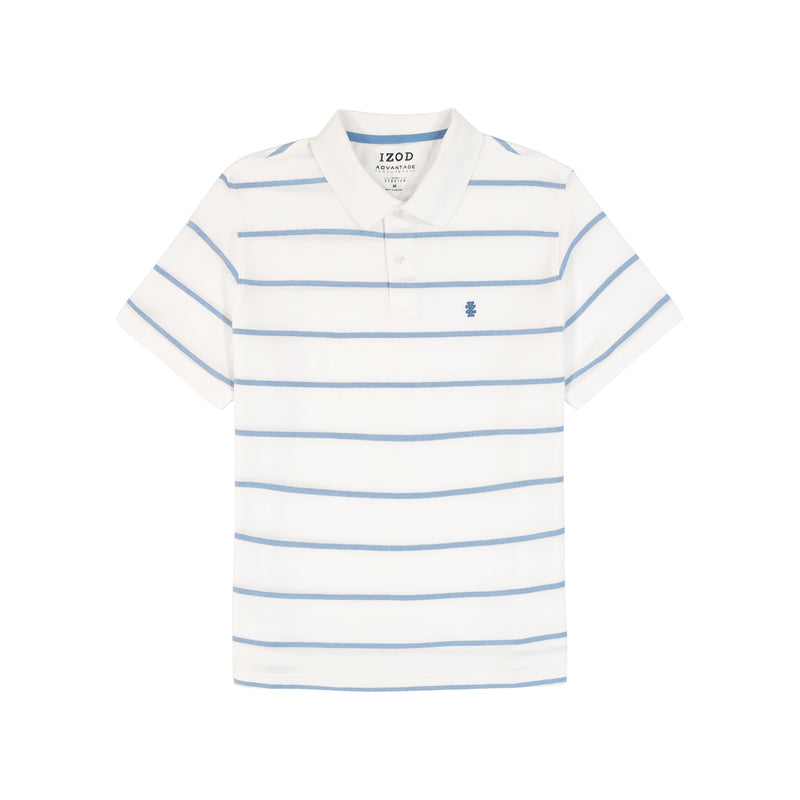 IZOD Mens Advantage Performance Rugby Striped Short Sleeve Polo Shirt